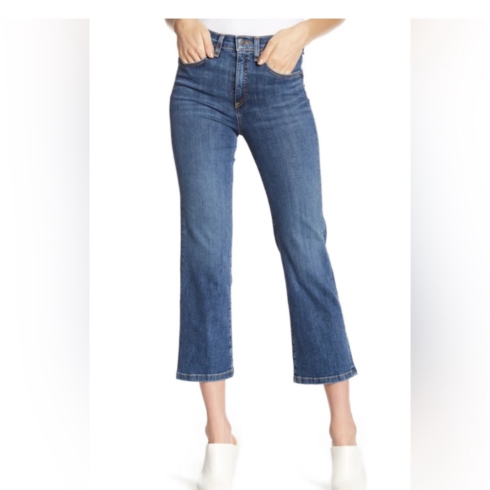 Veronica Beard Jackie 10” High Rise Straight Cropped Oxford Wash Jeans Size 31